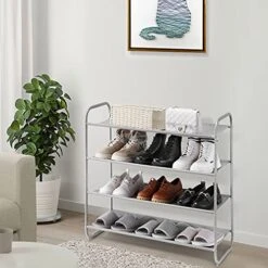MAX Houser 4 Tier Shoe Rack Storage Organinzer 4 Shelf Shoe Rack Organizer，Entrance Fabric Shoe Shelf Small For Closet Entryway Hallway Bedroom(Light Gray) -Safavieh Furniture 51dha8kWcwS