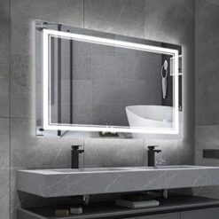 BBE 40 X 24 Inch LED Bathroom Wall-Mounted Mirror Anti-Fog Makeup Mirror With Dimmable Light And Touch Button(Horizontal/Vertical) 20 BBE 40 X 24 Inch LED Bathroom Wall-Mounted Mirror Anti-Fog Makeup Mirror With Dimmable Light And Touch Button(Horizontal/Vertical) -Safavieh Furniture 51drGkxdR9L. AC