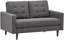 Amazon Brand – Rivet Cove Mid-Century Modern Tufted Leather Accent Chair, 32.7"W, Caramel -Safavieh Furniture 51dss8FFg4L. AC