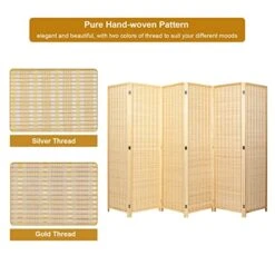 Bamboo Room Dividers And Folding Privacy Screens, 6 Panel Room Divider For Room Separation, Room Partitions And Dividers For Dressing Room Bedroom Office 5.6 Ft. Natural -Safavieh Furniture 51dw6YULtCL
