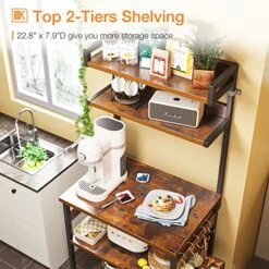 ODK Bakers Rack With Power Outlet, Microwave Stand With Storage 5-Tiers, Kitchen Rack Storage Shelf 16.5 * 23.6 * 59 Inches,Coffee Bar Microwave Rack,Rustic Brown 13 ODK Bakers Rack With Power Outlet, Microwave Stand With Storage 5-Tiers, Kitchen Rack Storage Shelf 16.5 * 23.6 * 59 Inches,Coffee Bar Microwave Rack,Rustic Brown -Safavieh Furniture 51dwdw6QZ4L