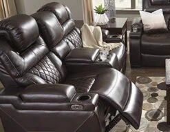 Signature Design By Ashley Warnerton Faux Leather Power Reclining Loveseat With Center Console, Brown -Safavieh Furniture 51e0PpBuLxL
