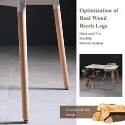 OKAKOPA 42.5" Dining Table, Mid-Century Modern Modern Leisure Coffee Table Rectangle Dining Table For Kitchen And Dining Room Adjustable Feet With Wood Legs (1 Pc White Table) -Safavieh Furniture 51e5D5a6z7L