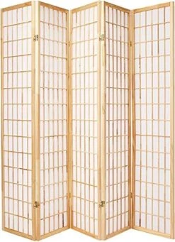 Quare Room Divider Shoji Screen Wood Natural 4 -Safavieh Furniture 51e7prVKK1L. AC