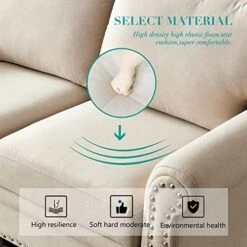 Harper & Bright Designs 3-Piece Living Room Storage Sofa Set With 3-Seat Couch, Loveseat And Single Armchair, Silver Nailhead Trim/Hidden Storage Space Under Seat/Classical Wooden Legs/Beige Fabric -Safavieh Furniture 51eEaH9FgRL