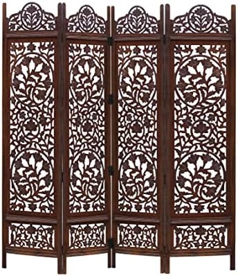 Oom Divider Wood Screen - Ghanti Bells Antique Brown - 4 Panel Folding 72 X 80 - Assembled Hand Carved Decorative Functional Versatile Portable Partition Reversible Privacy Boho - COTTON CRAFT 12 Oom Divider Wood Screen - Ghanti Bells Antique Brown - 4 Panel Folding 72 X 80 - Assembled Hand Carved Decorative Functional Versatile Portable Partition Reversible Privacy Boho - COTTON CRAFT - Image 12