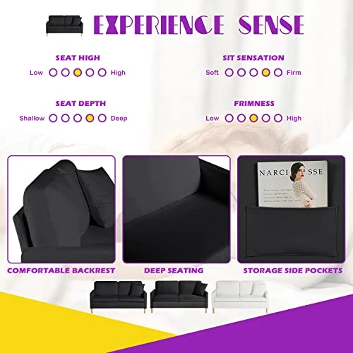 TYBOATLE Modern Faux Leather Living Room Furniture Sectional Sofa Sets 2 Pieces, Loveseat Couch W/ 2 USB Charging Ports And Comfy Accent Arm Chair For Small Space, Apartment, Office, Studio (Black) 3 TYBOATLE Modern Faux Leather Living Room Furniture Sectional Sofa Sets 2 Pieces, Loveseat Couch W/ 2 USB Charging Ports And Comfy Accent Arm Chair For Small Space, Apartment, Office, Studio (Black) - Image 3