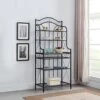 Kings Brand Furniture – Black Metal / Faux Stone 5-Tier Kitchen Storage Bakers Rack