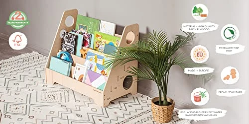 Woodandhearts Montessori Floor Bookshelf - Toddler Bookcase - Kids Wooden Storage - Nursery Frontfacing Bookshelf - Montessori Kids Furniture (Kristi) 2 Woodandhearts Montessori Floor Bookshelf - Toddler Bookcase - Kids Wooden Storage - Nursery Frontfacing Bookshelf - Montessori Kids Furniture (Kristi) - Image 2