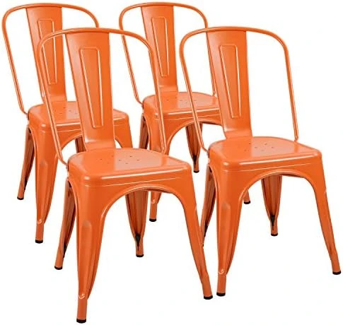 Furmax Metal Chairs Indoor/Outdoor Use Stackable Chic Dining Bistro Cafe Side Chairs Set Of 4 (Distressed White) 9 Furmax Metal Chairs Indoor/Outdoor Use Stackable Chic Dining Bistro Cafe Side Chairs Set Of 4 (Distressed White) - Image 9