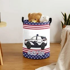 Police Symbol Personalized Freestanding Laundry Hamper, Custom Waterproof Collapsible Drawstring Basket Storage Bins With Handle For Clothes -Safavieh Furniture 51edAQbglCL