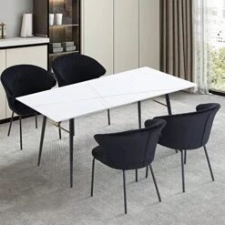 WILLIAMSPACE 70" Dining Table With Sintered Stone Top And Metal Legs, Modern Slate Dining Table For Living Room, Dining Room, Home And Office (White) -Safavieh Furniture 51ei5TFTl7L