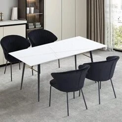 WILLIAMSPACE 70" Dining Table With Sintered Stone Top And Metal Legs, Modern Slate Dining Table For Living Room, Dining Room, Home And Office (White) -Safavieh Furniture 51ei5TFTl7L. AC