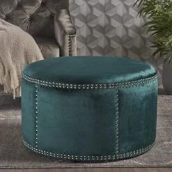 Christopher Knight Home Jaewon Studded Velvet Ottoman, Teal / Black 12 Christopher Knight Home Jaewon Studded Velvet Ottoman, Teal / Black -Safavieh Furniture 51ekuWWc5vL