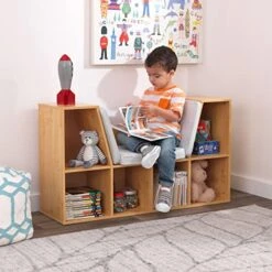 VHPVHP Bookcase With Reading Nook, 6 Shelves For Kids, Boys, Girls, Nursery, Playroom (Brown) 14 VHPVHP Bookcase With Reading Nook, 6 Shelves For Kids, Boys, Girls, Nursery, Playroom (Brown) -Safavieh Furniture 51emyTcKGKL