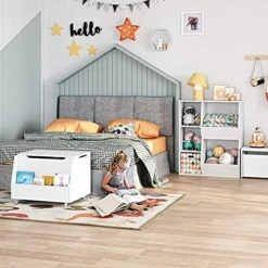 URKNO Modern Kids Bookcase, Toy Organizers And Storage, 5 Cubby Children Bookshelf, Large Toy Storage Cabinet For Playroom, Bedroom, Nursery, White -Safavieh Furniture 51erLOxsgDL