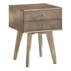 Inspire Q 2-Drawer Engineered Wood Nightstand In Light Charcoal Gray
