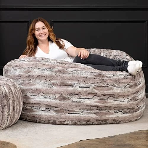 Jaxx 5 Foot Saxx Bean Bag Chair For Adults - Luxe Faux Fur, Silver Fox 11 Jaxx 5 Foot Saxx Bean Bag Chair For Adults - Luxe Faux Fur, Silver Fox - Image 11