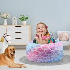 KABOER Bean Bag Cover For Kids,200L Stuffed Animal Storage Bean Bag Chair Cover |Stuffable Zipper Beanbag For Organizing Children Soft Plush Toys (32x29inch) -Safavieh Furniture 51f36wvQHBL