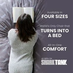 CordaRoy's Faux Fur Bean Bag Chair For Kids, Convertible Chair Folds From Bean Bag To Bed, As Seen On Shark Tank, Grey -Safavieh Furniture 51f3m44DQfL