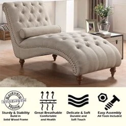 Rosevera Leavitt Living Room Chairs With Padded Seat Sleeper Comfy For Bedrooms Lounge Chaise, Standard, Pearl Beige 13 Rosevera Leavitt Living Room Chairs With Padded Seat Sleeper Comfy For Bedrooms Lounge Chaise, Standard, Pearl Beige -Safavieh Furniture 51f9NmfnsSL