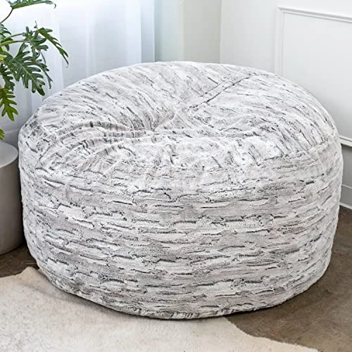 Jaxx 5 Foot Saxx Bean Bag Chair For Adults - Luxe Faux Fur, Silver Fox 4 Jaxx 5 Foot Saxx Bean Bag Chair For Adults - Luxe Faux Fur, Silver Fox - Image 4