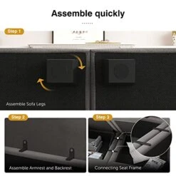 HONBAY Modular Sectional Sofa Convertible U Shaped Couch With Reversible Chaise Velvet Modular Sofa Sectional Couch With Storage Ottoman, Grey -Safavieh Furniture 51fIWIz4TuL