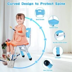 AuAg Kids Table And 4 Chairs Set, Height Adjustable Toddler Study Table And Chair Set For Age 2-10, Multi-Activity Art Table W/Graffiti&Scrubtable Desktop, For Daycare, Classroom, Home (Blue) -Safavieh Furniture 51faBSABADL