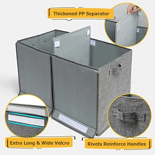 Hibobi Large Toy Box With Double Flip-Top Lid, Collapsible Sturdy Toy Chest Storage Bins With Handles, Toy Storage Organizer For Kids Boys Girls Nursery,Playroom,Bedroom, 24.5"x13"x16", Gray 3 Hibobi Large Toy Box With Double Flip-Top Lid, Collapsible Sturdy Toy Chest Storage Bins With Handles, Toy Storage Organizer For Kids Boys Girls Nursery,Playroom,Bedroom, 24.5"x13"x16", Gray - Image 3