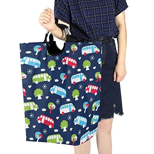 Laundry Hamper Basket Bus Pattern Collapsible Nursery Storage Bin Waterproof Clothing Baskets For Home Bedroom Bathroom Washing Room 5 Laundry Hamper Basket Bus Pattern Collapsible Nursery Storage Bin Waterproof Clothing Baskets For Home Bedroom Bathroom Washing Room - Image 5