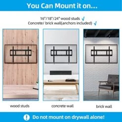 HOME VISION Heavy Duty Fixed TV Wall Mount Holds Up To 264LBS, For Most 42-100 Inch Large TVs Wall Mount Bracket Fits 16"/18"/24" Studs, VESA 800x600mm, Low Profile Space Saving For LED OLED LCD -Safavieh Furniture 51fyxumIHcL
