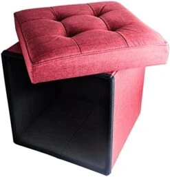 Red Co. Folding Cube Storage Ottoman With Padded Seat, 15" X 15" - Taupe -Safavieh Furniture 51g iT3sDxL. AC