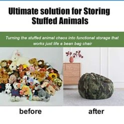 CALA Stuffed Animal Storage Bean Bag Chair-Cover Only- Extra Large 38" Kids Soft Toy Storage - 100% Cotton Canvas Bean Bag Chair(Camouflage)