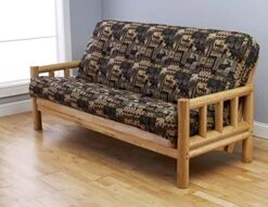Clearwater Creek Outfitters Northwoods Lodge Log Futon Frame In Natural Wood With 8" Premium Innerspring Mattress (Peter's Cabin)