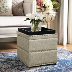 Edeco Modern Nailhead Storage Ottoman With Tray Top Square Script Ottoman Space-Saving Coffee Table, Grey 14 Edeco Modern Nailhead Storage Ottoman With Tray Top Square Script Ottoman Space-Saving Coffee Table, Grey -Safavieh Furniture 51gCvMBPg3L. AC
