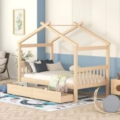 LLS Twin Size House Bed, Wood Bed Frame With 2 Drawers Storage, Headboards And Roof, Can Be Decorated For Children Boys Girls, Gray 16 LLS Twin Size House Bed, Wood Bed Frame With 2 Drawers Storage, Headboards And Roof, Can Be Decorated For Children Boys Girls, Gray -Safavieh Furniture 51gKMRm8UTL. AC