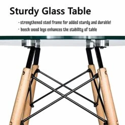Round Table Glass Kitchen Dining Table Glass Dining Room Table Modern Style Round Leisure Coffee Table Office Coference Desk With Wood Legs For Kitchen Living Room (Round Table Glass) -Safavieh Furniture 51gKemr6sTL