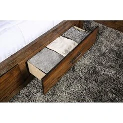 Of America FOA Nangetti 2pc Antique Oak Solid Wood Bedroom Set - Queen + Nightstand