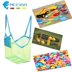 Meejaa Mesh Beach Bag, Classic Mesh Beach Toy Tote Bag, Foldable Large Children's Toy Storage Bag, Used For Storage Of Toys, Shells, Clothes And Towels When Playing On The Beach -Safavieh Furniture 51gVocNYkTS