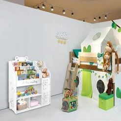 Aoparts White Kids Bookshelf, Book Racks And Cabinet, 4 Tiers Picture Album Display, 2 Book Display, 2 Toy Storage Organizer For Kids, Babies¡¯ Toddler Bookshelf -Safavieh Furniture 51gbr9ztN5L