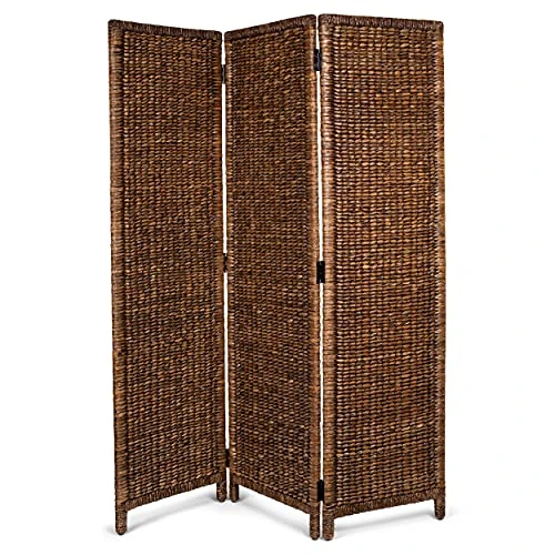 3 Panel Seagrass Room Divider - Brown Wash - Folding Sections - Partition Screen - Hand Woven Abaca - Home Decor 1 3 Panel Seagrass Room Divider - Brown Wash - Folding Sections - Partition Screen - Hand Woven Abaca - Home Decor