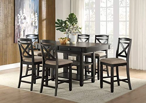Homelegance 60" X 42" Two-Tone Counter Height Dining Table, Black/Natural 2 Homelegance 60" X 42" Two-Tone Counter Height Dining Table, Black/Natural - Image 2