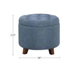 Homelegance Cleo 20" Round Fabric Storage Accent Ottoman, Blue 7 Homelegance Cleo 20" Round Fabric Storage Accent Ottoman, Blue -Safavieh Furniture 51gvO8U8GOL
