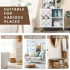 Muiity Floor Cabinet, Sideboard Buffet Cabinet, MDF Storage Cabinet With Mirrored Doors And Adjustable Shelf, Hollow-Carved Cabinet For Living Room, Entryway 11 Muiity Floor Cabinet, Sideboard Buffet Cabinet, MDF Storage Cabinet With Mirrored Doors And Adjustable Shelf, Hollow-Carved Cabinet For Living Room, Entryway -Safavieh Furniture 51gz94t0PPL