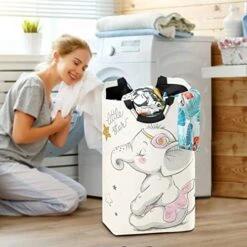 Collapsible Laundry Basket Cartoon Elephant Little Star Laundry Hamper Large Cloth Hamper Laundry Organizer Holder With Handle -Safavieh Furniture 51h5mNoaiZL