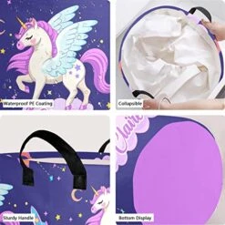 Personalized Laundry Basket Hamper,Unicorn Cloud Purple,Collapsible Storage Baskets With Handles For Kids Room,Clothes, Nursery Decor -Safavieh Furniture 51hERGEdQVL