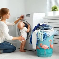 HoaMoya Collapsible Three Flamingo On The Water Laundry Hamper Hello Summer Nursery Hamper Large Waterproof Clothes Toy Storage Basket Bin For Kids Boys Girls Bedroom Bathroom -Safavieh Furniture 51hEYXEHwnL