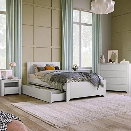 JINS&VICO 3-Piece Bedroom Set, Twin Size Platform Bed Frame With Storage Drawer, Nightstand And Chest, Modern Wooden Bedroom Sets For Boys Girls Teens Adults 8 JINS&VICO 3-Piece Bedroom Set, Twin Size Platform Bed Frame With Storage Drawer, Nightstand And Chest, Modern Wooden Bedroom Sets For Boys Girls Teens Adults - Image 8