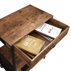 HOMBCK Coffee Cart Coffee Bar With Storage, Industrial Coffee Station With Drawer, Farmhouse Coffee Station Table With Doors And Shelves, Small Coffee Bar For Living Room, Rustic Brown -Safavieh Furniture 51hOEyMSpKL