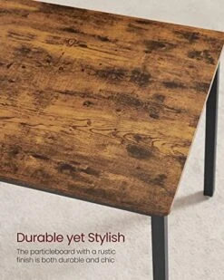 VASAGLE Dining Table Set, Bar Table With 2 Dining Benches, Kitchen Table Counter With Chairs, Industrial For Kitchen Breakfast Table, Living Room, Party Room, Rustic Brown And Black UKDT070B01 -Safavieh Furniture 51hQ2mYqzVL